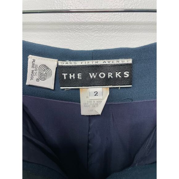 Vintage The Works by Saks Fifth Avenue Pencil Skirt 100% Wool Blue 2 Retro 60s - Picture 4 of 8